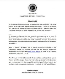 BCV COMUNICADO 26.06.17