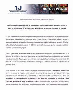Nota de prensa del TSJ