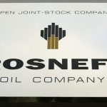 The plate with the logo of Russia’s state oil company Rosneft