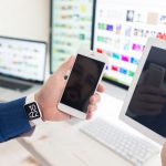 Using smart watch smartphone tablet laptop and computer