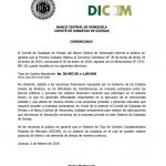Comunicado primera subasta del nuevo dicom BCV