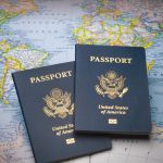 Passports on a map of the world