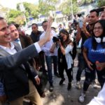 Venezuelan opposition leader Juan Guaido attends a meeting with public employees in Caracas