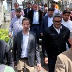 Venezuelan opposition leader Juan Guaido attends a meeting with public employees in Caracas