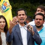 Venezuela’s opposition leader Juan Guaido speaks during a rally with members of the Venezuela’s National Assembly regarding an amnesty law project for members of the military, in Caracas