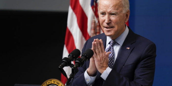 President Joe Biden speaks during an event to commemorate the 50 millionth COVID-19 shot, in the South Court Auditorium on the White House campus, Thursday, Feb. 25, 2021, in Washington. (AP Photo/Evan Vucci)